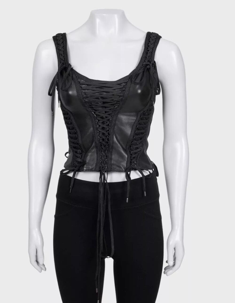 Christian Dior Vintage Black Lambskin Leather Top Sz.38